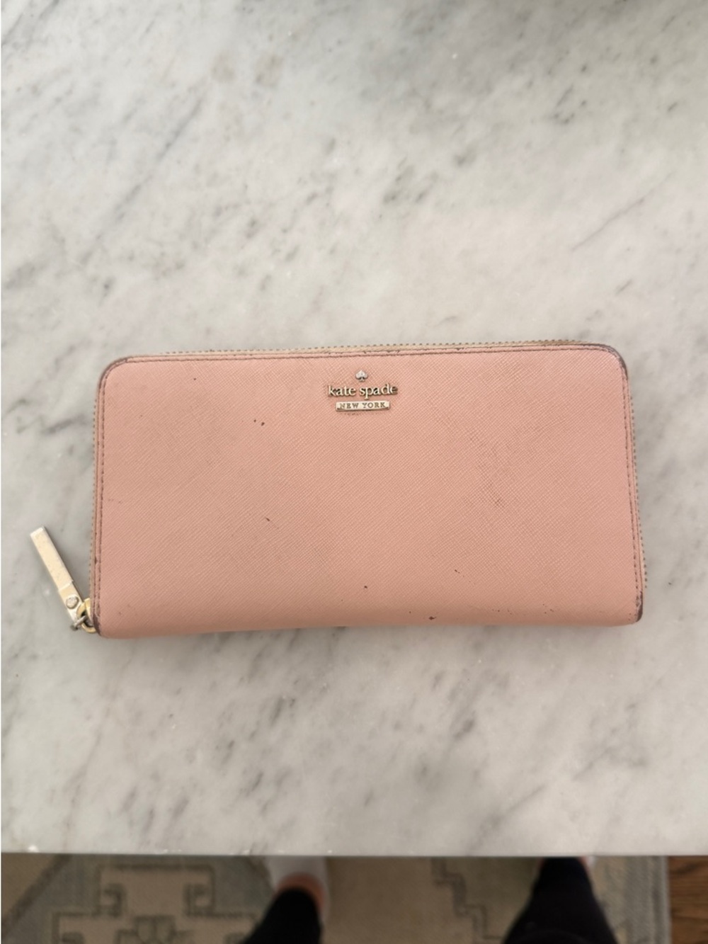 kate spade Pink Zip Around Saffiano Wallet